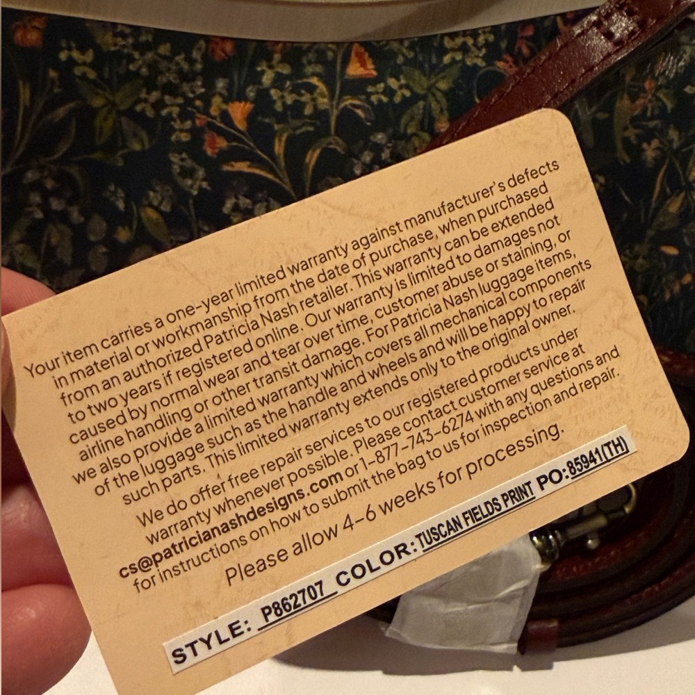 Patricia Nash Tuscan Field Collection Floral Patterned Crossbody W/Gold Accents - Picture 9 of 17